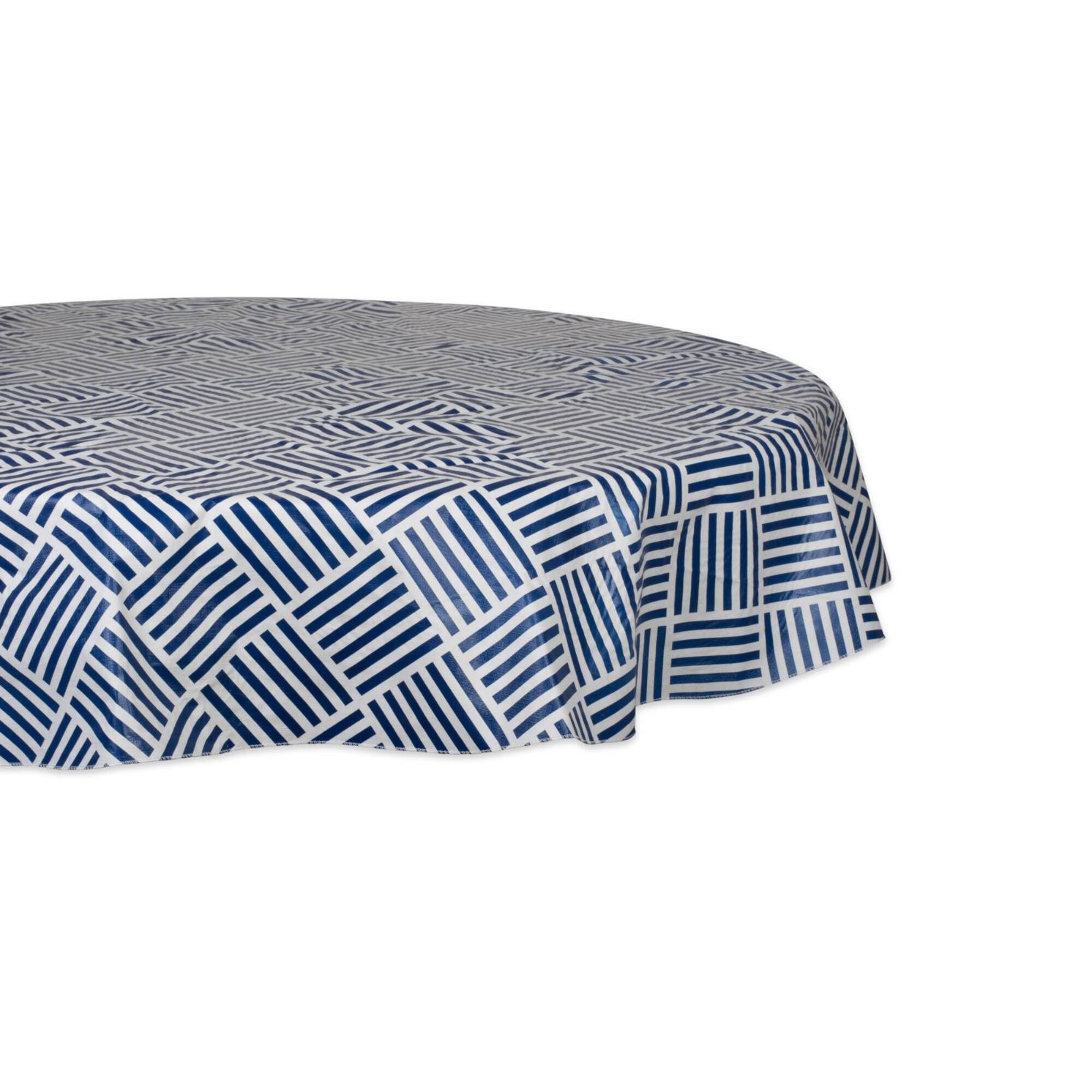 DII® 70" Round Navy Grid Vinyl Tablecloth
